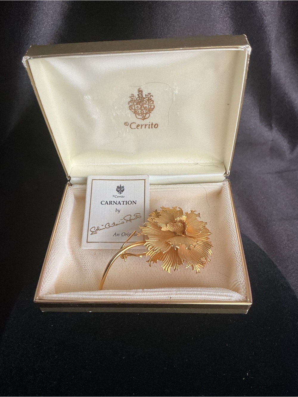 Vintage Cerrito Gold-Tone Carnation Brooch